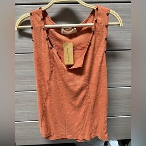 Rust Tank Top with Stud Accents
